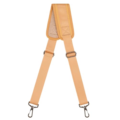GNEGNI Replacement Shoulder Strap with Fixed Pad, Adjustable Heavy-Duty Crossbody Strap with 360° Metal Swivel Hooks for Laptop, Messenger, Duffel & Tool Bags (Khaki) - color: Khaki