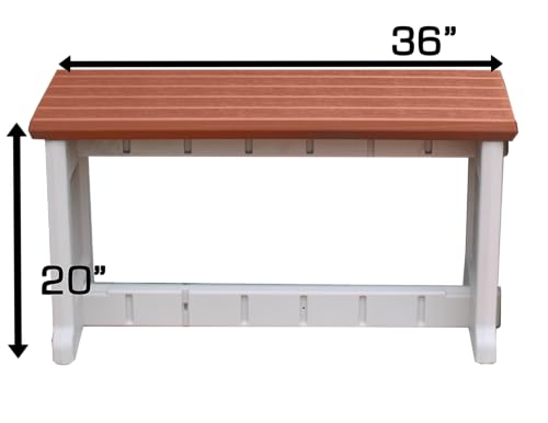 Bench, Redwood Top with Warm Grey Sides, 1 Pack - Proudly Made in The USA, Click and Lock Hardware-Free Assembly, Durable and Stylish Outdoor Seating - color: Redwood/Warm Grey, size: 1 Pack