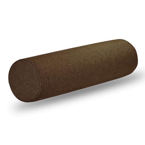 Tinbolunce Neck Roll Pillowcases with Zipper - Full Moon Bolster/Round Cylinder Pillow Case Cover for Bedroom, Living Room, Sofa - Solid Color Cervical Throw Pillow Covers - color: Coffee, size: 6" x 24"