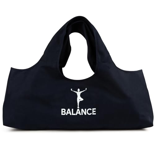 Wild Essentials Yoga Bag, Exercise, Tote, Large Carrier, Shoulder Strap, Inner Pocket, Fits Most Mats, Recycled Cotton Canvas - color: Black-Balance
