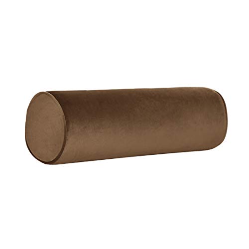 Tinbolunce Memory Foam Roll Pillow for Knee/Leg/Neck - Full Moon Bolster/Round Cylinder Pillow for Sleeping on Side or Back - Removable Cooling Cover Length 18" x 6" Diameter (Chocolate Brown) - color: Chocolate Brown, size: 18X6