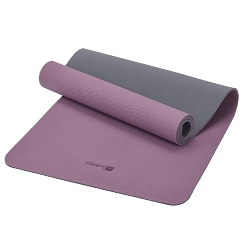 KEEP Yoga Mat 7mm Thick Non Slip - Extra Cushion TPE Exercise Mat for Home Workout & Pilates, Eco Friendly Knee Protection, 72"x24" Large Fitness Mat with Carrying Strap - color: Purple
