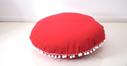 CRAFT KALA Meditation Floor Pillow Cover, Round Large Pillows Cover Seating for Adults, Bohemian Mandala Circle Cushions Cover for Outdoor Fireplace Yoga Living Room (Red, 32" Round) - color: Red, size: 32" x 32" (Pack of 1)