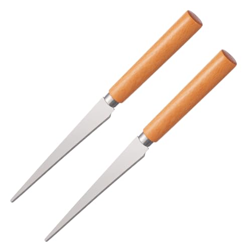 SEWACC 2Pcs Wooden Handle Fettling Knife for Pottery Clay Modeling and Ceramic Sculpture Repair 8.26In Carving Tool Set for Crafting and Trimming