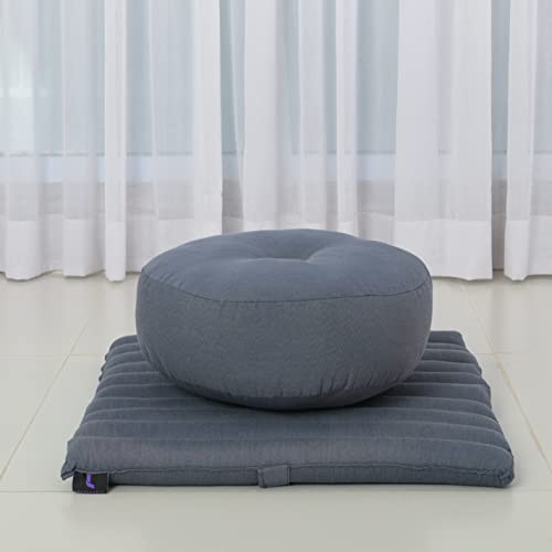 Leewadee Meditation Cushion Set – 1 Small Zafu Yoga Pillow and 1 Small Roll-Up Zabuton Mat Filled with Kapok - color: Cl13 - Grey