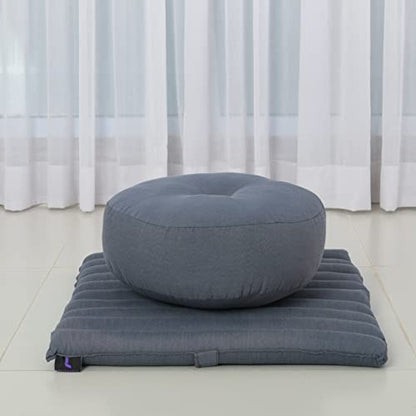 Leewadee Meditation Cushion Set – 1 Small Zafu Yoga Pillow and 1 Small Roll-Up Zabuton Mat Filled with Kapok - color: Cl13 - Grey