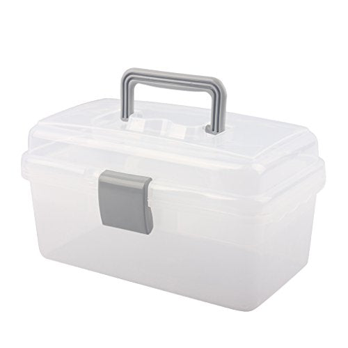 Multipurpose Plastic Storage Container Box with Handle and Latch Lock, Clear Gray - color: clear/gray