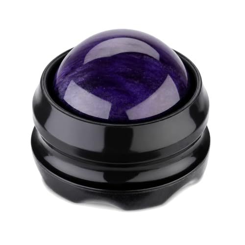 Manual Massage Ball Roller for Forearm & Muscle Pain Relief - Purple Handheld Self Massage Tool for Essential Oils & Lotion - color: Purple
