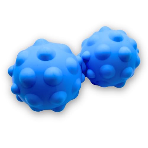 Adjustable Peanut Massage Ball, Dual Textured Massage Roller with Customizable 5-8 Inch Width for Back, Neck, Legs, Calves and Hamstrings, Lightweight TPE Self-Massage Tool, Blue