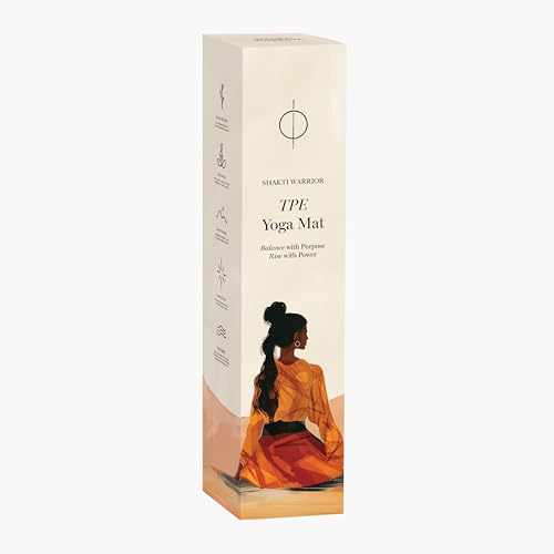 Shakti Warrior TPE Yoga Mat (72 inch x 24 inch x 6mm Thick) | Artist-designed premium TPE yoga mat with a non-slip surface for regular yoga, hot yoga, Pilates, workouts and practice. - color: Elephant