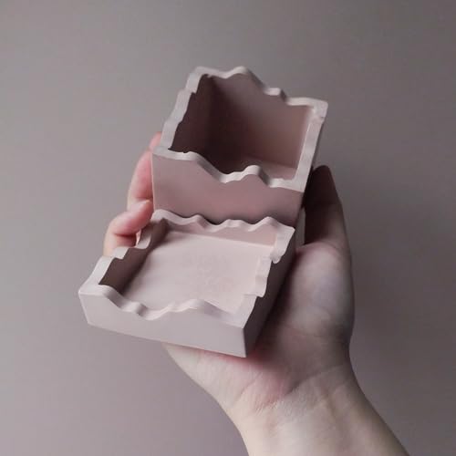 Square Box Mold with Irregular Edges, Creative Candle Vessels Jewelry Holder Resin Concrete Molds, Unique Storage Container Jar Dish Display Silicone Molds DIY Epoxy Resin Art Craft Kit - color: Irregular Square Box with Lid