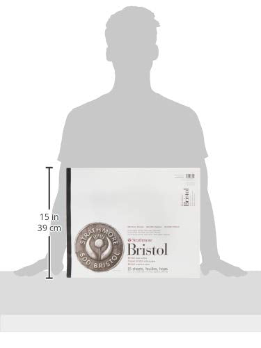 Strathmore (580-92 500 Series Bristol, 2-Ply Plate Surface, 14"x17", 15 Sheets - color: Plate, 2 Ply