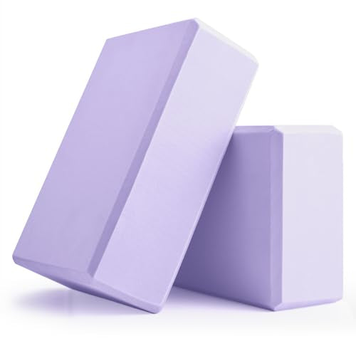 Yoga Blocks 2 Pcs, 9"x6"x3" Yoga Brick Foam Blocks EVA Foam Block Yoga Props Accessories for Yoga Pilates Stretching and Meditation - color: Lavender