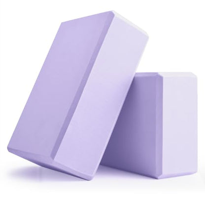 Yoga Blocks 2 Pcs, 9"x6"x3" Yoga Brick Foam Blocks EVA Foam Block Yoga Props Accessories for Yoga Pilates Stretching and Meditation - color: Lavender