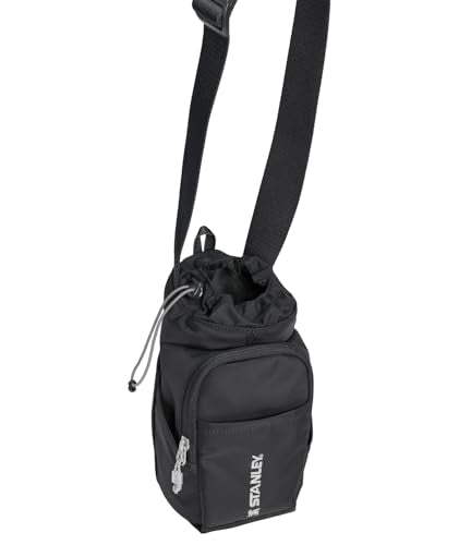 STANLEY Vitalize Carry-All Bag | Bottle Holder with Drawstring Cinch | Adjustable Shoulder Strap | Zippered Valuables Pocket | Durable Recycled Fabric | Black - color: Black, size: Carry-All