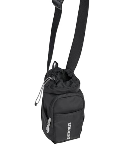 STANLEY Vitalize Carry-All Bag | Bottle Holder with Drawstring Cinch | Adjustable Shoulder Strap | Zippered Valuables Pocket | Durable Recycled Fabric | Black - color: Black, size: Carry-All