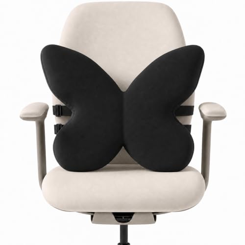 Butterfly Lumbar Support Pillow for Car and Chair, Black - color: Black-1
