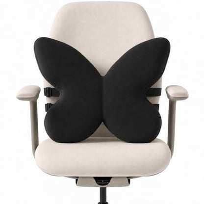 Butterfly Lumbar Support Pillow for Car and Chair, Black - color: Black-1