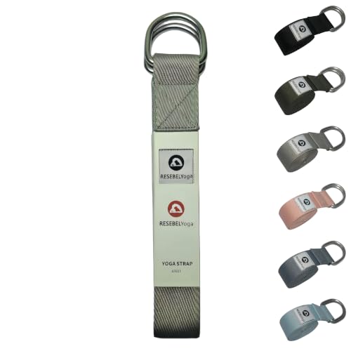 Yoga Strap for Stretching, Non-Elastic Yoga Belt with D-Ring | Thickened cotton strap in 6ft & 8ft sizes for Pilates, gym workouts, physical therapy, flexibility and posture support - color: Grayish White, size: 6Feet/1.8M