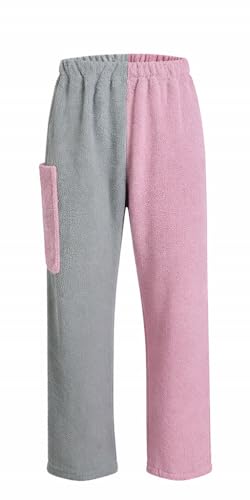 Cotton Terry Towel Pants, Towel Pants for Swimmers, Resort Wear, Beach Coverup, Swim Wear - color: Pink & Grey, size: X-Small