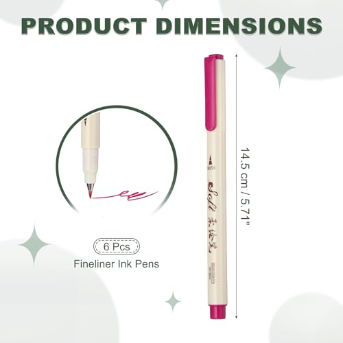 PATIKIL Fineliner Colored Pens, 6 Pcs Pink Felt Brush Tip Fineliner Marker Waterproof Ink Watercolor Coloring Book Art Supplies Set for Artist Journaling Scrapbooking - color: Pink