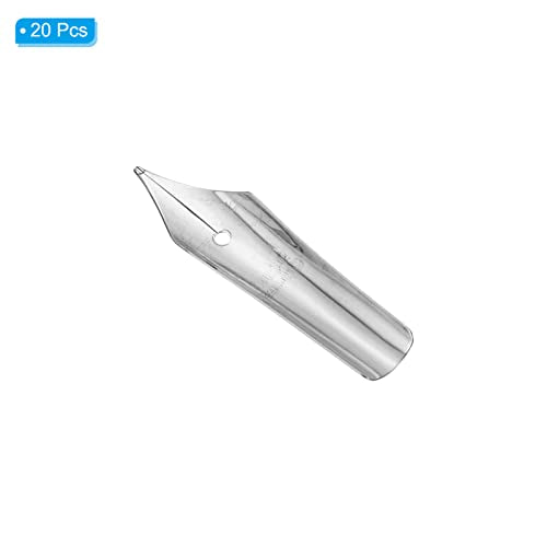 PATIKIL 0.5-0.7mm Line Width Fountain Pen Nib Replacement, 20 Pack 304 Stainless Steel Ink Dip Calligraphy Pen Nib for Drawing Writing, Silver