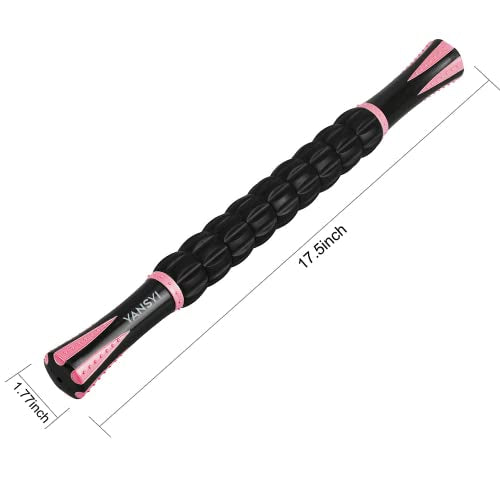 YANSYI Professional 9-Roller Deep Tissue Massage Stick - Portable Muscle Recovery Roller for Athletes, Relieves Post-Workout Soreness & Leg/Back Pain - Portable Physio Tool (Pink) - color: Pink