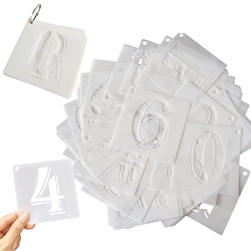 4inch Letter Stencils for Painting, Number and Symbols Craft Stencil | 49Pcs Uppercase Alphabet Drawing Templates Reusable DIY Spray Painting Stencil for Wall Art, Wedding, Birthday, Thanksgiving - size: 4 INCH