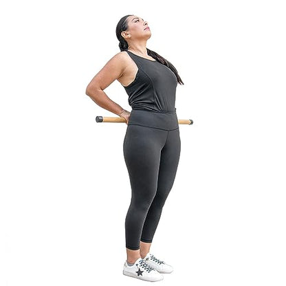 MobileVision Bamboo Stick for Yoga & Sport Fitness, for use with Stretching, Breathing & Posture Exercises