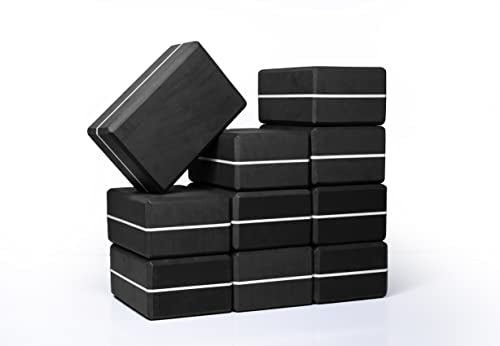 Bulk 4in High Density Striped Yoga Blocks, 10 Pack