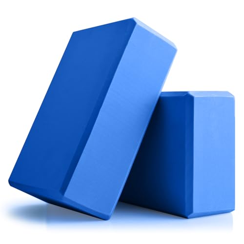 Yoga Blocks 2 Pcs, 9"x6"x3" Yoga Brick Foam Blocks EVA Foam Block Yoga Props Accessories for Yoga Pilates Stretching and Meditation - color: Deep Blue
