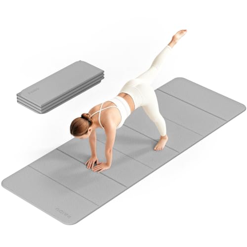 PAIDU Foldable Yoga Mat 10mm Thick, 75"x26" Non-Slip Fitness Exercise Mat - color: Grey