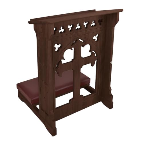 Solid Maple Folding Padded Kneeler, Walnut, Holy Cross - color: Holy Cross Walnut