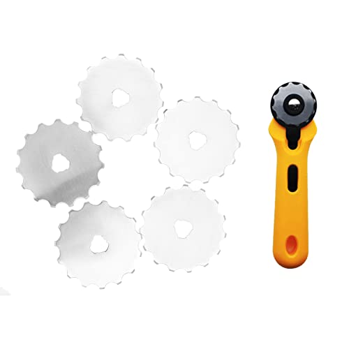 5Pcs Perforating Replacement Blades, Crochet Skip Blades Rotary Cutter Accessories for Crochet Projects Fleece and Scrapbooking (45mm)