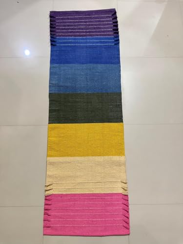 Payal Rugs Cotton Yoga Mat - Eco-Friendly Hand-Woven Rug - Non Slip & Thick (24”x72”x5mm) for Yoga Everyday Fitness at Home - Comfortable Extra-Long - color: Multicolor 02