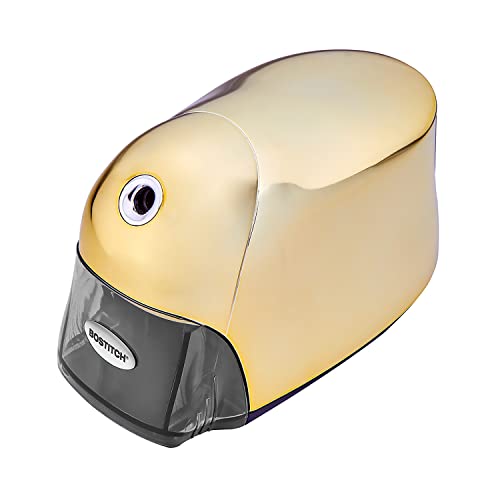 Bostitch Office QuietSharp Executive Heavy Duty Electric Pencil Sharpener for 65% Faster Sharpening and 6X Longer Cutter Life - Colored Pencil Compatible, Silver Chrome - color: Gold Chrome