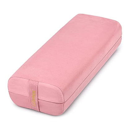 Giantex Yoga Bolster Pillow, with Carry Handle, Removable Machine Washable Soft Suede Pillowcase, Meditation Rectangular Yoga Pillow Perfect for Restorative Yoga - color: Pink