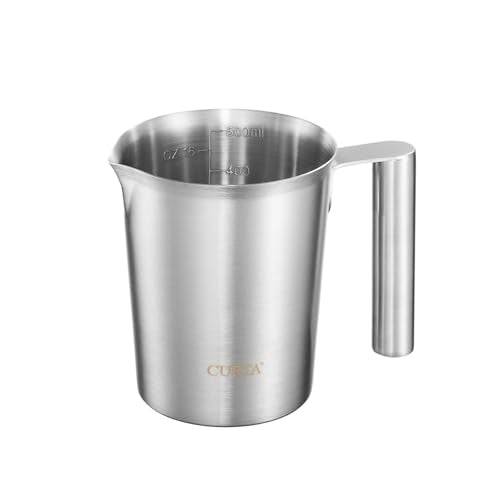 18/8 Stainless Steel Measuring Cup with Round Handle and Pour Spout, Heavy Duty Kitchen Food Prep Cup for Cooking, Baking, Coffee and Bar Use, 16 OZ (2 Cup, 500 ML) - color: Round Handle, size: 16 OZ (2 Cup, 500 ML)