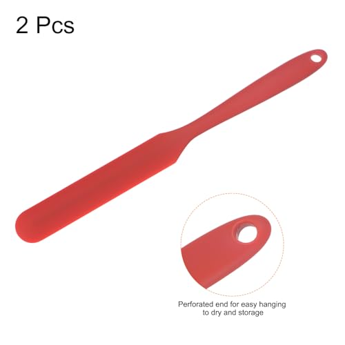 HARFINGTON 2Pcs Silicone Spatula Scraper 9.45" Reusable Non-Stick Flexible Spatulas for Epoxy Resin Liquid Paint Arts DIY Crafts, Red - color: Red