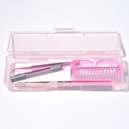4Pcs Transparent Storage Boxes For Nail Tool Professional Pedicure Manicure Tools Set Plastic Nail Art Tool Box Storage Case Nail Supplies, White & Pink - color: 4PCS White&Pink