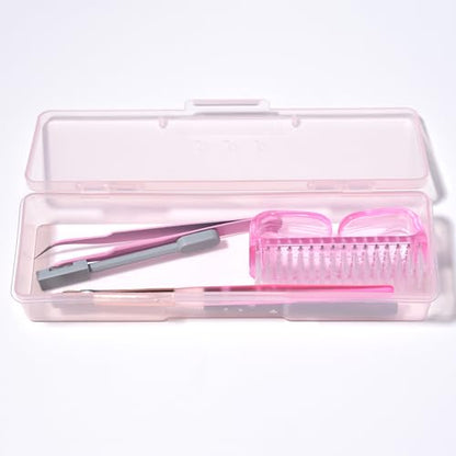 4Pcs Transparent Storage Boxes For Nail Tool Professional Pedicure Manicure Tools Set Plastic Nail Art Tool Box Storage Case Nail Supplies, Pink - color: 4PCS Pink