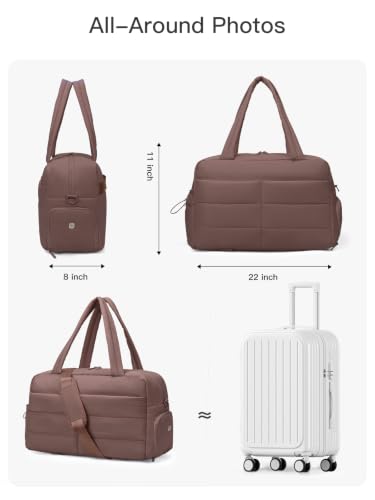 Gitus Travel Duffle Bag for Women Puffer Weekender Bags Carry on Gym Bag - color: Coffee Brown