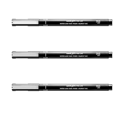UNI-Ball PIN Drawing Pen FINELINER Ultra FINE LINE Marker 0.05mm Black Ink - [Pack of 3]