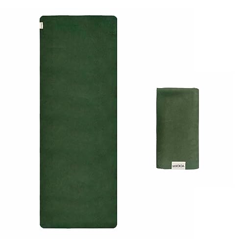 Travel Yoga Mat 1.5mm | Foldable, Lightweight Mat | Use for Travel, Backpacking, Yoga Retreat, Outdoors, Gym, Pilates, Machine Washable, Eco-Friendly - color: Green