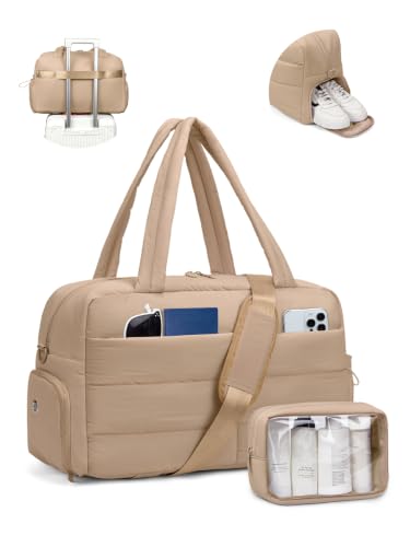 Gitus Travel Duffle Bag for Women Puffer Weekender Bags Carry on Gym Bag - color: Brown