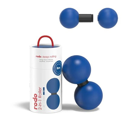 Rodo 2-in-1 Firm Peanut & Lacrosse Ball Roller | Deep Tissue Massage Tool for Fascia, Plantar Fasciitis, Hips & Back | Mobility & Recovery Roller | Compact, Travel-Friendly, Pilates & Therapy Ready - color: Blue