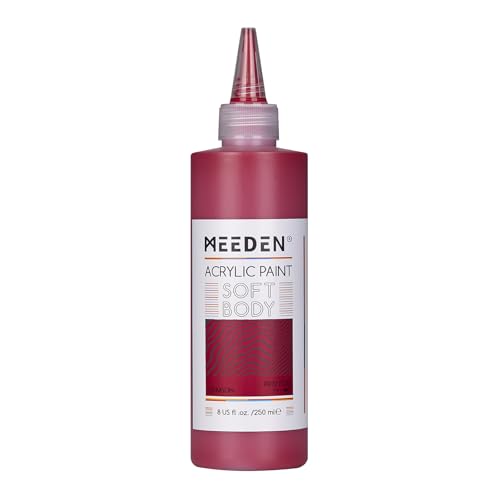 MEEDEN Soft Body Acrylic Paint: Crimson Red Matte Finish 250ml/8.45oz | Bulk Acrylic Colors in Squeeze Bottle - Fluid Flow Art Paints for Artists Canvas Painting - color: Crimson