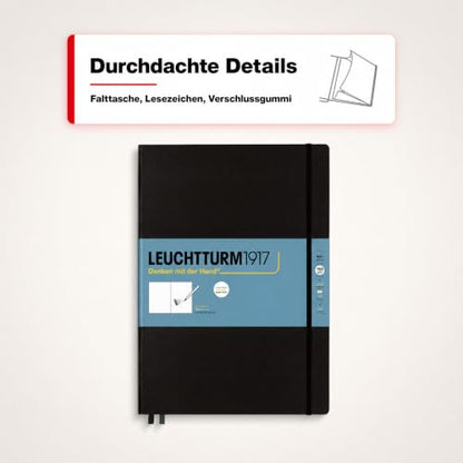 Leuchtturm1917 - Master A4 Hardcover Sketchbook (Black) - 112 Pages of 150g/m² Paper - color: Black, size: Master (A4+)
