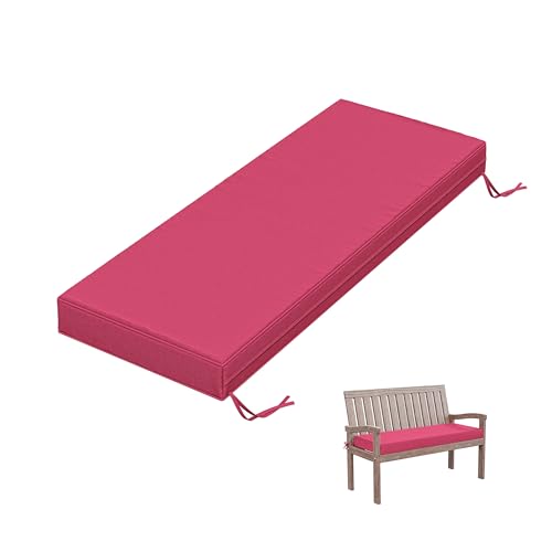 Outdoor Bench Cushion 48×18×3.5 in Thick Waterproof Patio Furniture Cushions, Patio Porch Swing Replacement Seat Pad with Tie Straps and Anti-Slip, for Backyard Garden, Pink - color: Pink, size: 48 x 18 x 3.5 in