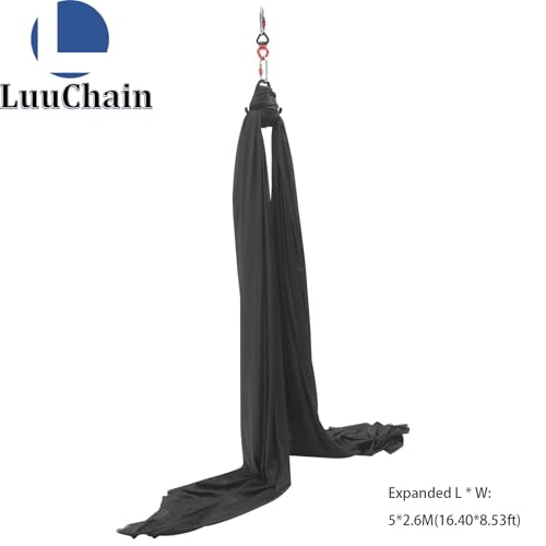 Aerial Silks Equipment for Aerial Yoga Aerial Dance Acrobatic Circus Arts Soft Durable Yoga Hammock Aerial Rig for All Skill Levels Load Capacity 440LB Black - color: Black-16.4*8.53FT